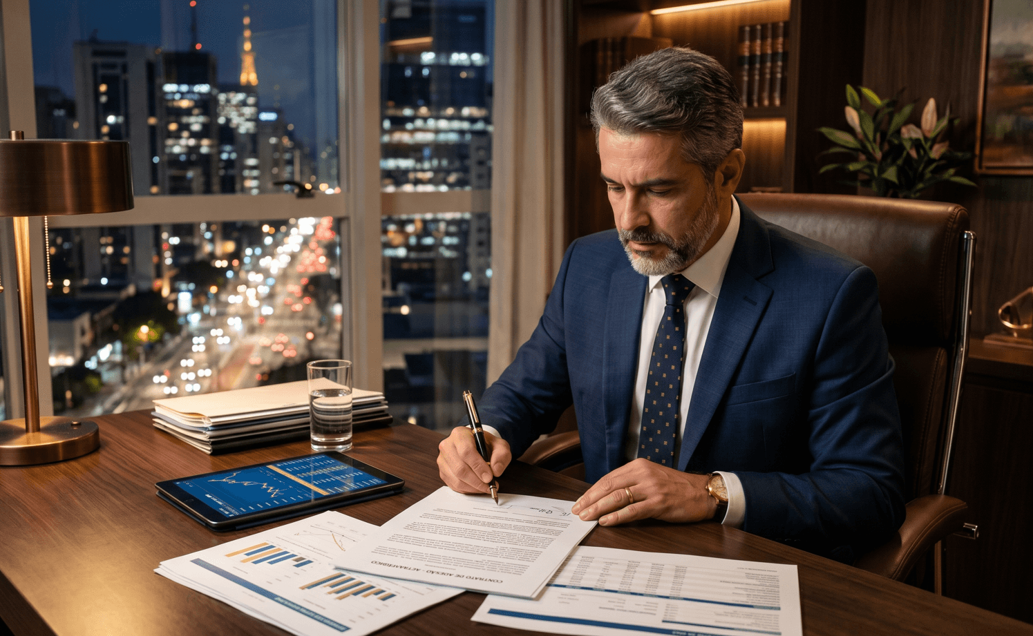 Especialista analisando operação de crédito empresarial estruturado