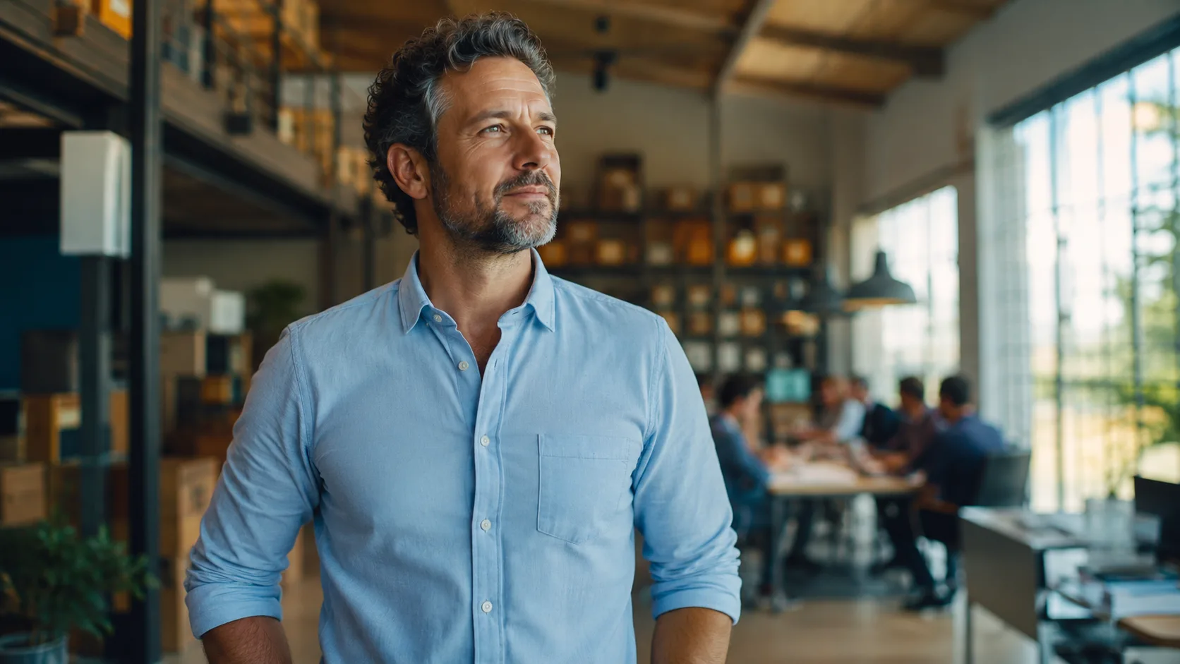 Capital de giro para empresa crescer: como usar o Pronampe para expandir 1 Empresário usando capital de giro para empresa crescer com o Pronampe, planejando a expansão do negócio, com a LMR Promotora.